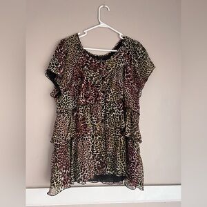 New Directions Multicolor Animal Print Blouse